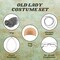 4E's Novelty Old Lady Costume for Kids - 5 Pcs Set for 100th Day of School Grandma Costume for Kids Girls, Gray Wig, Glasses with Chain, Wig Cap, Necklace
